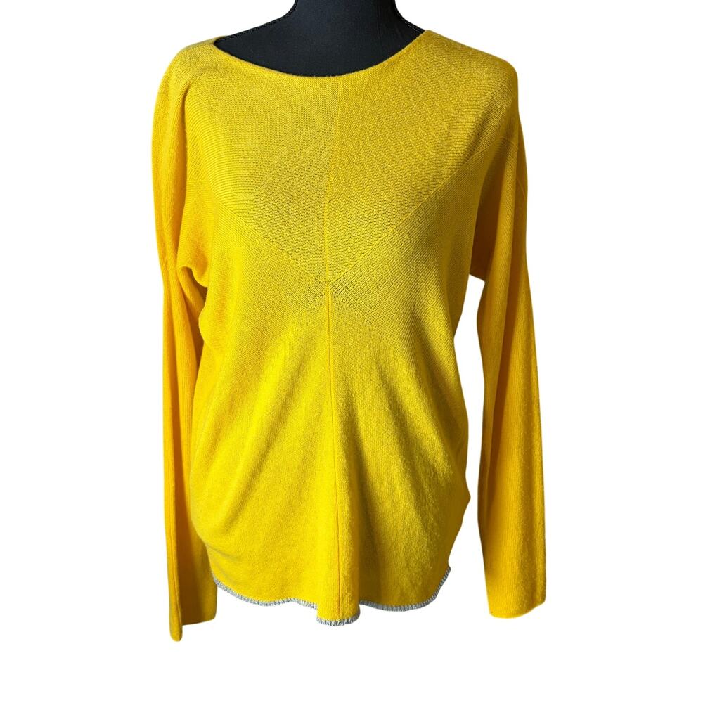 Escada Sport Softina Cashmere Sweater Medium Yellow Batwing Dolman Knit Top Luxe